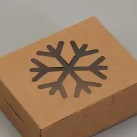 Коробка складная Снежинка крафт 10 х 8 х 3,5 см (фас 20шт)
