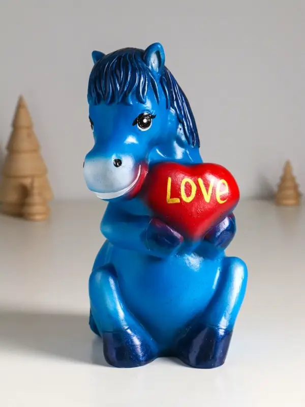 Копилка "Лошадь с сердцем" 23.5 см, синий