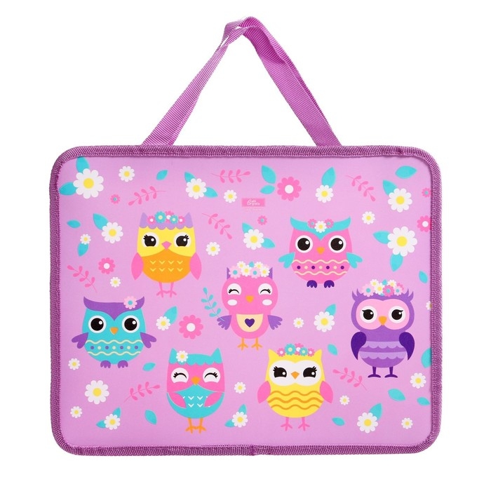 Папка с ручками А4, 330 х 260 х 75 мм, пластиковая, ручки-тесьма, Calligrata  Папка с ручками А4, 330 х 260 х 75 мм, пластиковая, ручки-тесьма, Calligrata "Совушки"