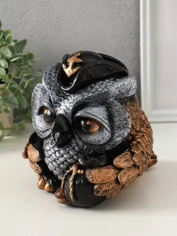 Копилка Копилка "Сова в треуголке" 18х17 см, бронза с серебром