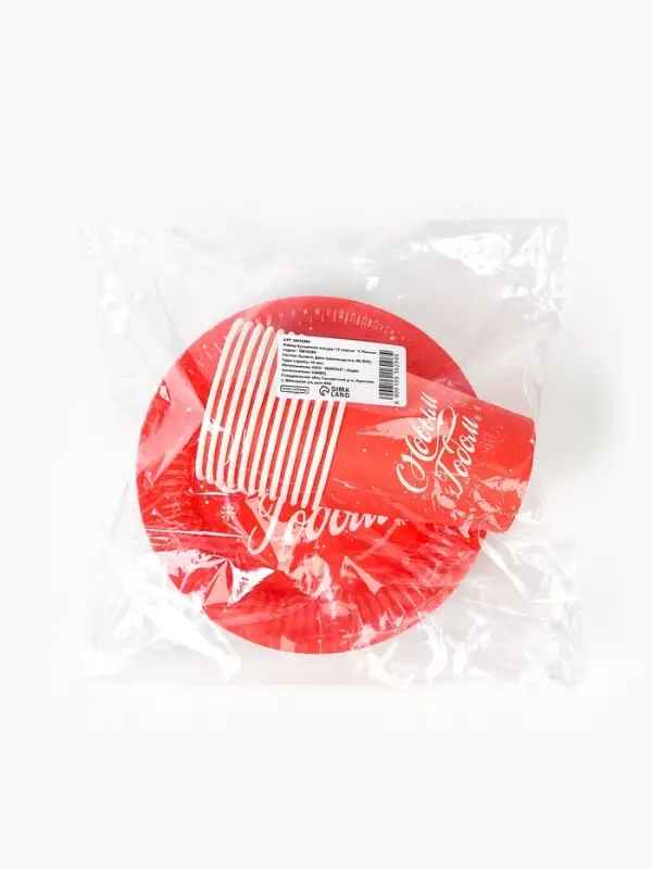 Набор бумажной посуды 12 персон Набор бумажной посуды 12 персон "С Новым годом"