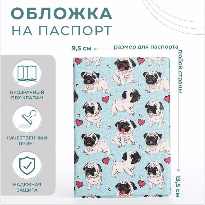 Обложка для паспорта, цвет голубой Обложка для паспорта, цвет голубой