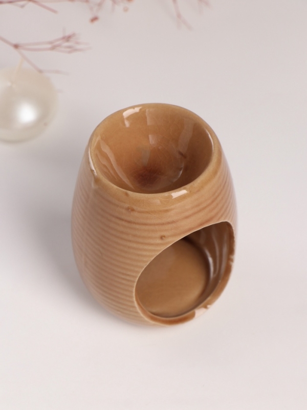 Аромалампа керамика "Полоски" бежевая 6,5х6,5х8,5 см