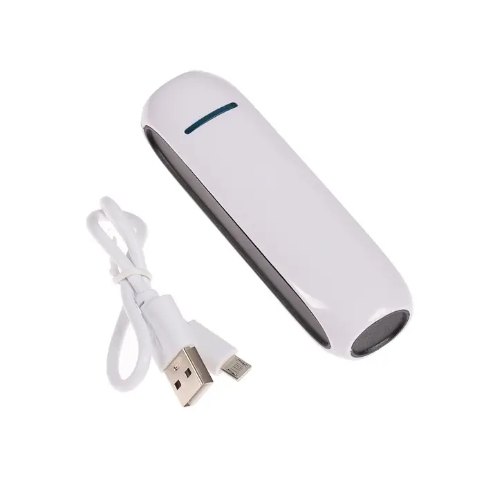 Внешний аккумулятор Luazon PB-07, 2200 мАч, USB, 1 А, провод в комплекте, бело-чёрный
