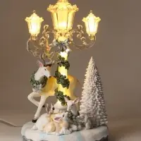 Фигурка светодиодная &laquo;Олени у фонаря&raquo;, новогодняя, 3хАА, музыка, свет, USB, 15&times;18&times;31 см