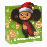 Пакет подарочный &laquo;С Новым годом&raquo;, Чебурашка, 22 х 22 х 10 см