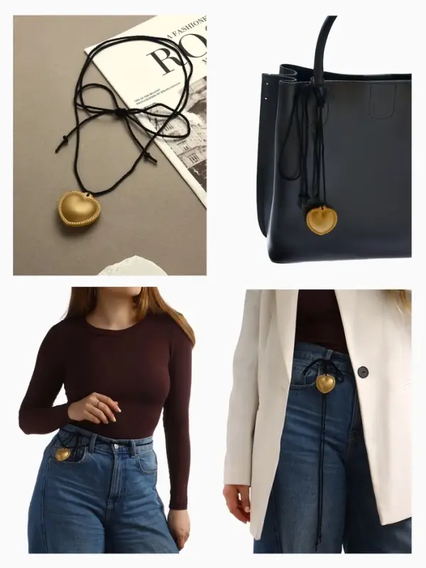 Чокер/кулон на шнурке &laquo;Сердечко&raquo;, кожа, трансформер, цвет золото, 150 см