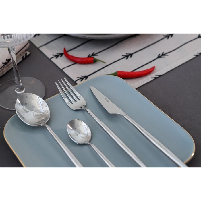 Ложка столовая «Торнбери», длина 21 см, толщина 7 мм, цвет серебряный