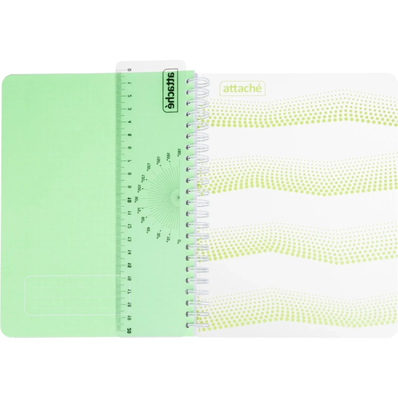 Бизнес-тетрадь WAVES А5 100л. ATTACHE клет,спир,пласт,заклад,цв.зеленый