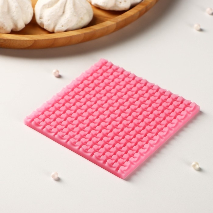 Молд «Текстура», силикон, 9,3×9,3×0,6 см, цвет розовый Молд «Текстура», силикон, 9,3×9,3×0,6 см, цвет розовый