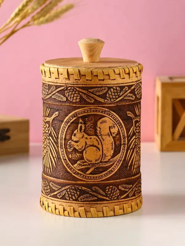 Туес с кантами Туес с кантами "Лесная красавица" D10смхH(с хватком)17см, береста