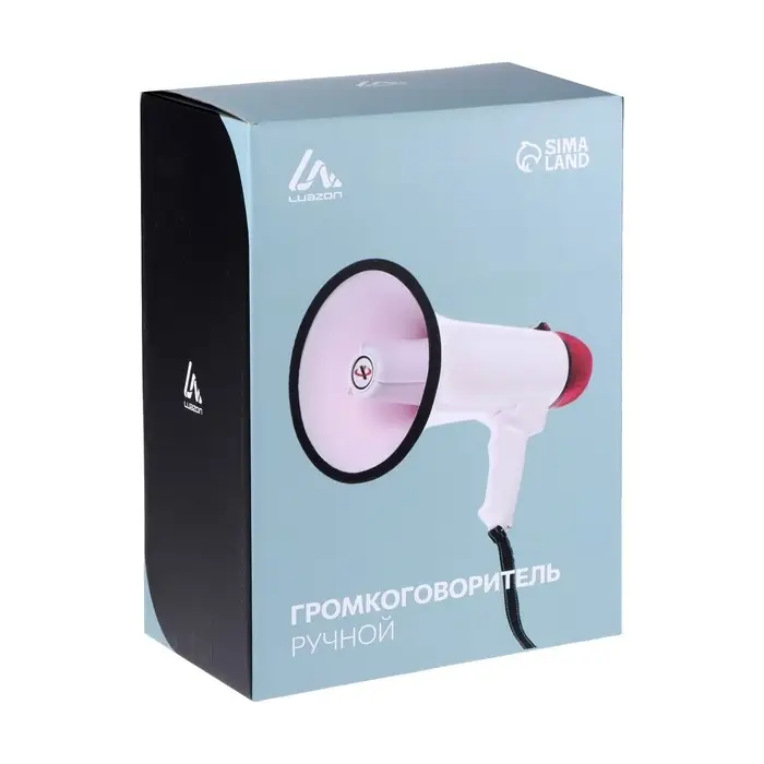 Мегафон ручной Luazon Rad-25, 25 Вт, дальность до 400 м, запись 10 сек, сирена, бело-красный