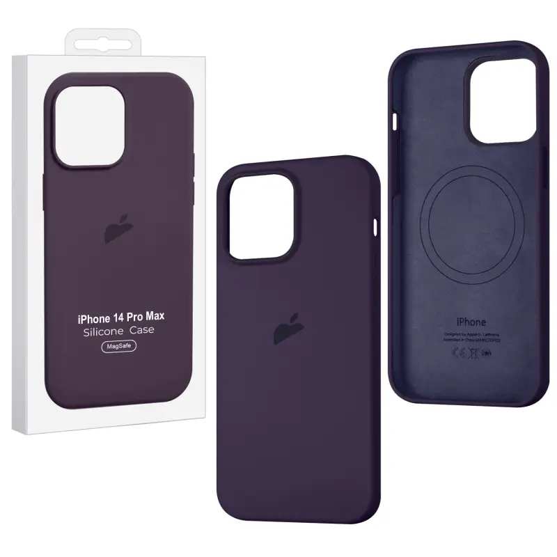 Чехол для iPhone 14 Pro Max Silicone Case 100% ORG Elderberry (MagSafe + анимация NFC Clear) c LOGO