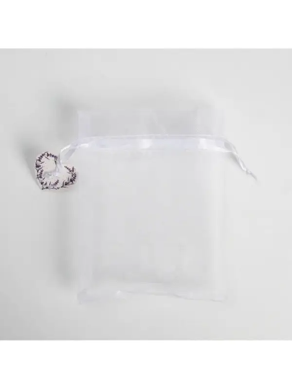 Мешочек подарочный органза белый «Лаванда», с шильдиком, 10 х 12 см +/- 1.5 см Мешочек подарочный органза белый «Лаванда», с шильдиком, 10 х 12 см +/- 1.5 см