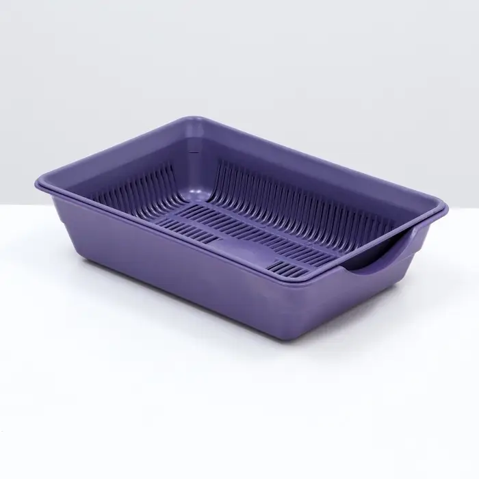 Туалет для кошек, 36&times;25&times;9 см, глубокий, с сеткой, пластик, фиолетовый