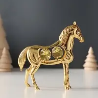 Сувенир Лошадь с 4-мя желтыми хрусталиками, 9х3х9 см.