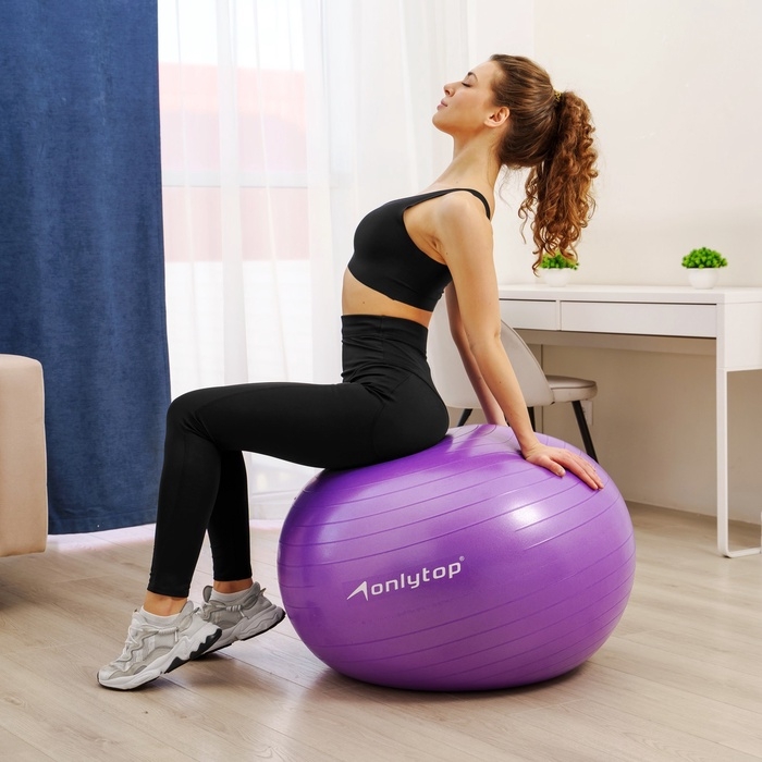 Фитбол ONLYTOP, d=85 см, 1400 г, антивзрыв, цвет фиолетовый Фитбол ONLYTOP, d=85 см, 1400 г, антивзрыв, цвет фиолетовый