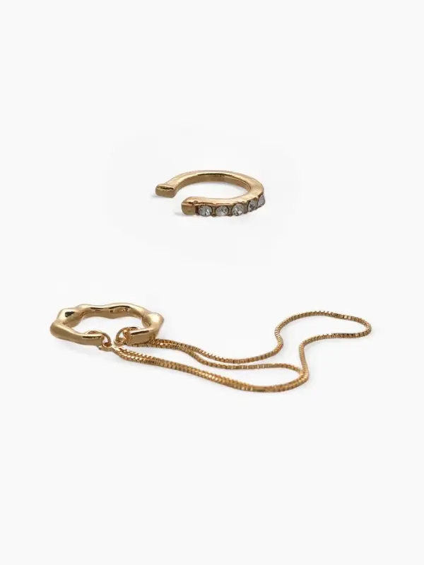 Серьги каффы &laquo;Водопад&raquo;, набор 2 шт. стразы, цвет золото