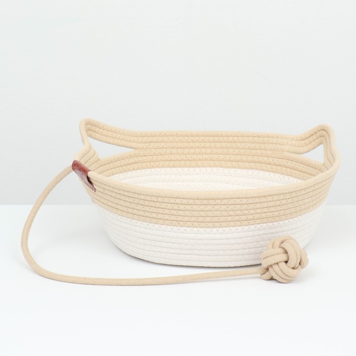 Экологичный лежак для животных (хлобчатобумажный) 35х35х12 см, вес до 5 кг,бело-бежевый Экологичный лежак для животных (хлобчатобумажный) 35х35х12 см, вес до 5 кг,бело-бежевый