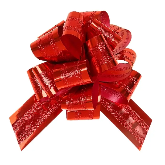 Подарочный бант - шар No3.2 полоса, красный, для упаковки подарков