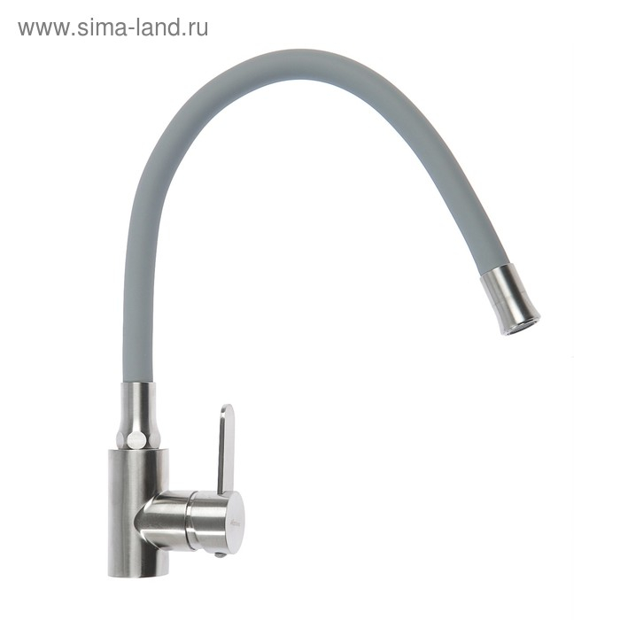 Смеситель для кухни Accoona A48104T, однорычажный, с гайкой, нерж.сталь, серый/сатин Смеситель для кухни Accoona A48104T, однорычажный, с гайкой, нерж.сталь, серый/сатин