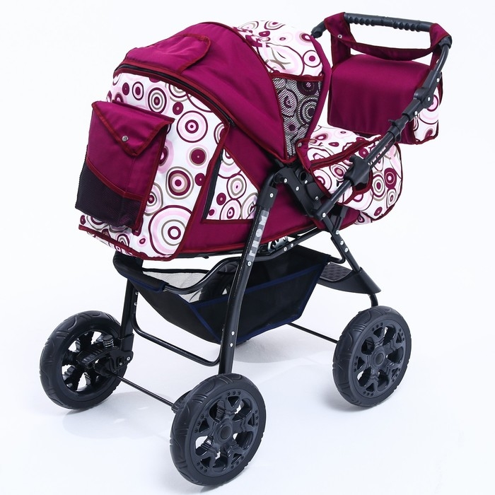 Коляска-трансформер «Гном», пластиковые колёса, оттенки красного, рисунок МИКС Коляска-трансформер «Гном», пластиковые колёса, оттенки красного, рисунок МИКС