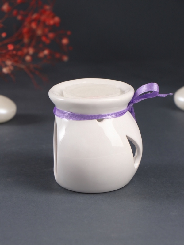 Набор: аромалампа для эфирных масел, мелтсы из воска ароматические «Жасмин», белая, 6.5×6.2×7.5 см