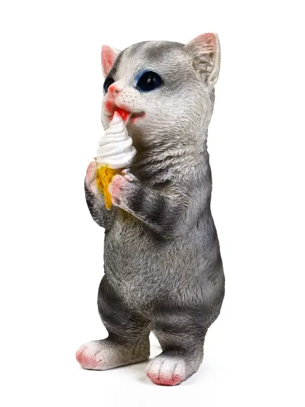 Садовая фигура из полистоуна &laquo;Котёнок с мороженым&raquo;, 19&times;11&times;7 см