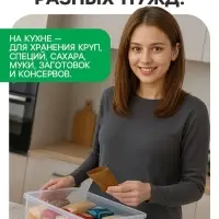 Ящик пластиковый для хранения, с крышкой, объём &mdash; 10 л, прозрачно-матовый