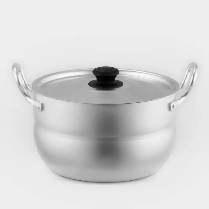 Кастрюля, 3 л, d=20 см, с крышкой, штампованный алюминий, серебристая