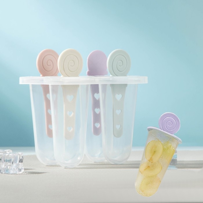 Форма для мороженого «Сладости», 12×11,5×12 см, 4 ячейки, цвет МИКС Форма для мороженого «Сладости», 12×11,5×12 см, 4 ячейки, цвет МИКС