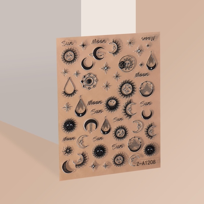 Наклейки для ногтей «MOON», объёмные, цвет чёрный Наклейки для ногтей «MOON», объёмные, цвет чёрный