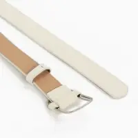 Ремень женский, 110&times;2.7 см, пряжка-затяжка металл, серебристая, белый