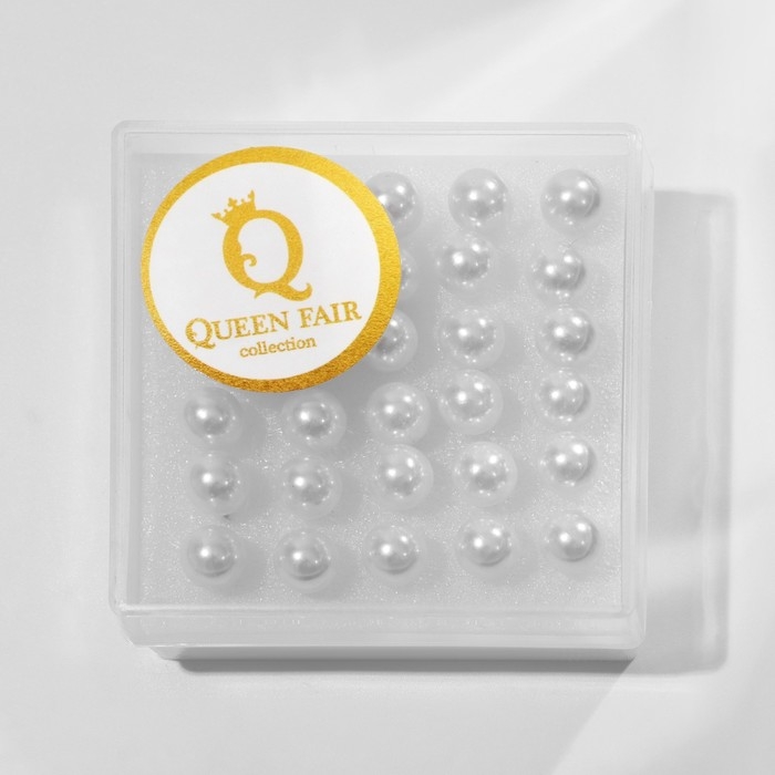 Пусеты набор 15 пар «Жемчужинки» бусинки d=8 мм, цвет белый в серебре Пусеты набор 15 пар «Жемчужинки» бусинки d=8 мм, цвет белый в серебре