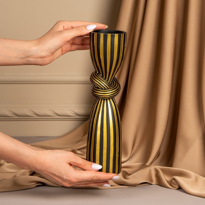 Подсвечник для одной свечи «Узел», цвет черно-золотой 29,5 х 7,5 х 7,5 см