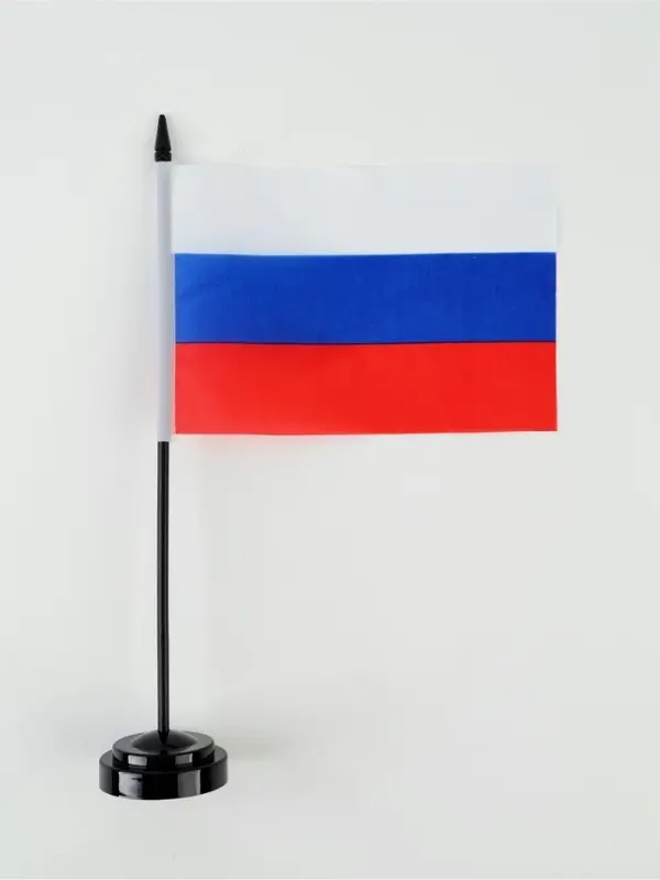 Флаг России, 14&times;21 см, флагшток 33.5&times;6.4 см, полиэстер