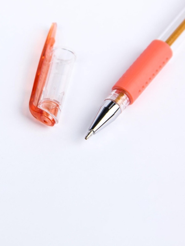 Набор гелевых ручек, 12 цветов, с блестками, с резиновым держателем, в пластиковой коробке