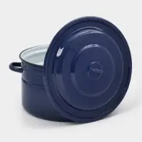 Бак эмалированный, 20 л, d=37.5 см, с крышкой, без декора, синий