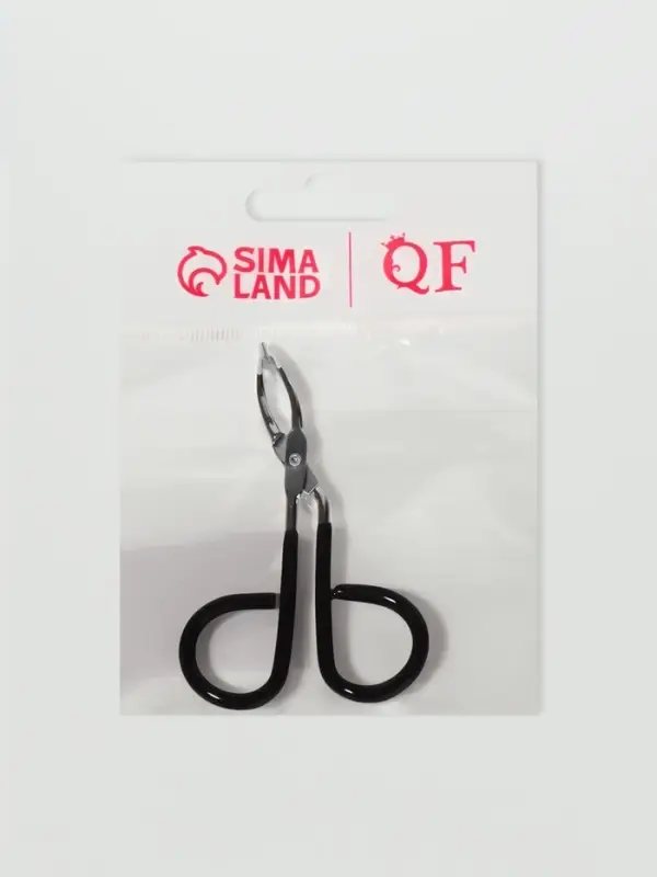 Пинцет в форме ножниц, прорезиненные ручки, 8 см, чёрный, серебристый