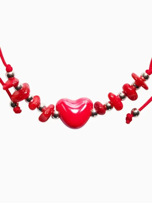 Браслет-оберег &laquo;Сердце и крошка - на любовь&raquo;, d=6 см, красный, бордовый