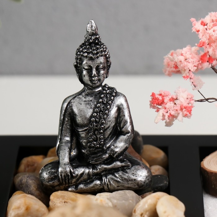 Сад камней Дзен  Сад камней Дзен "Будда в камнях и мостик" белый песок 1,5х21,5х17,5 см