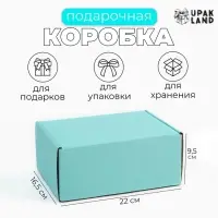 Коробка самосборная, голубая, для подарков, хранения и отправки посылок, 22&times;16.5&times;9.5 см