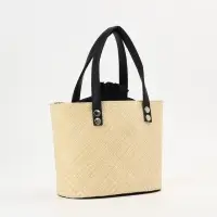 Сумка плетёная из пандана, 26&times;15&times;38 см, бежево-чёрная