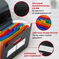 Папка для бумаги А4 на резинке пластиковая Calligrata, 12 отделений, черная