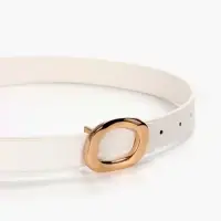 Ремень женский, гвоздик, золотистая пряжка, 2.3&times;106 см, белый