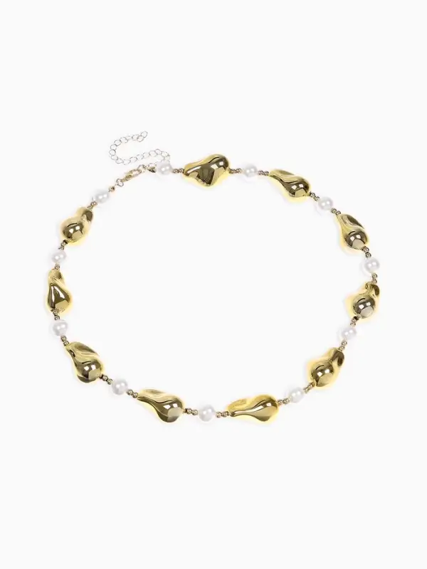 Бусы &laquo;Жемчуг Борокко&raquo;, белые в золоте, 40 см