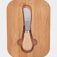 Маслёнка, 17.4&times;13&times;6.5 см, с бамбуковой крышкой-подставкой и ножом, стекло, прозрачная