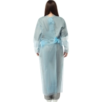 Халат н/с , на завязк, рук.рез, дл.110см, XL, пл 20, голуб, 10 шт/уп