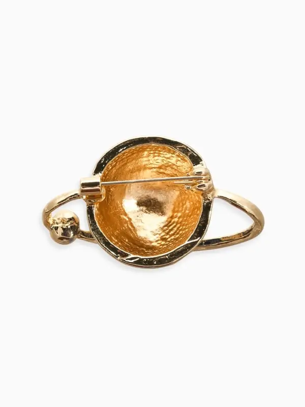 Брошь &laquo;Планета Земля&raquo;, синяя в золоте