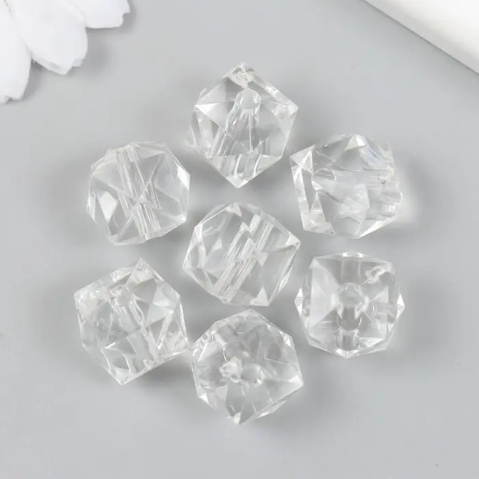 Бусины для творчества пластик "Кристалл квадратный" набор 20 гр 1,6х1,8х1,8 см